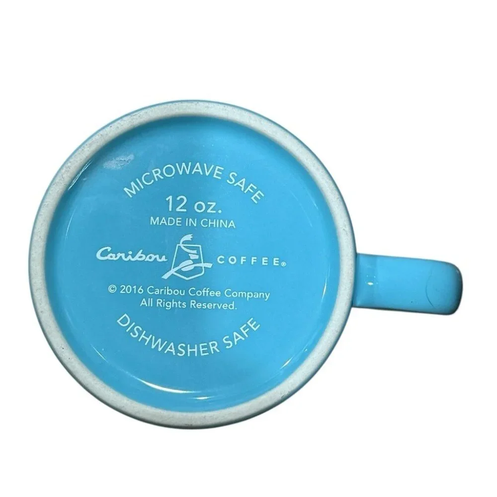 Caribou Coffee Blue‎ Mug Naughty Until Proven Nice Christmas Holiday 12oz
